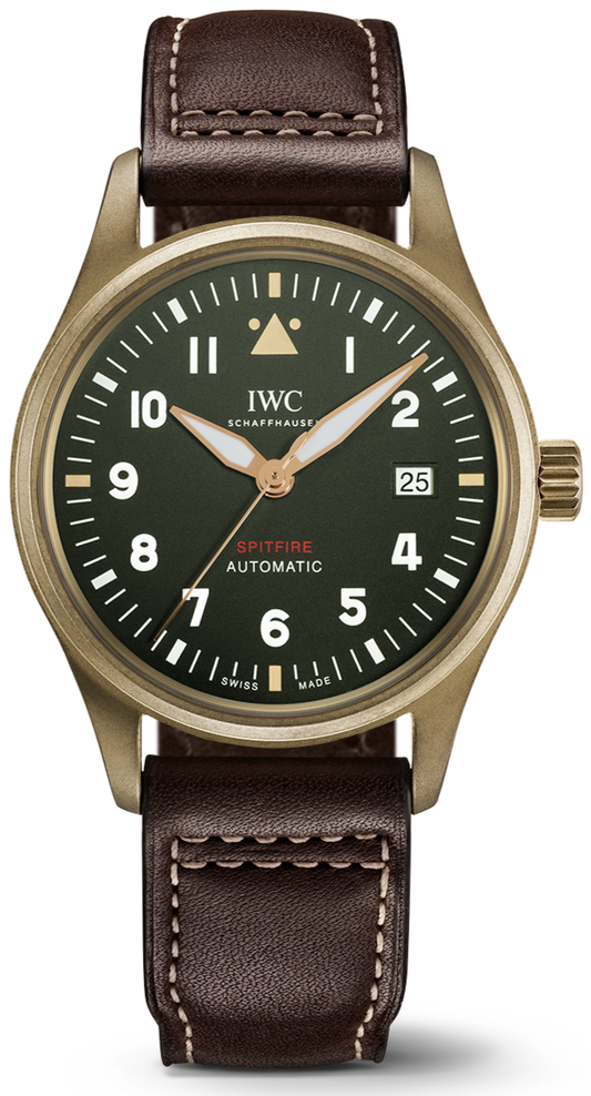  Shop Authentic IWC Pilot's Watch Automatic Spitfire Green Dial Brown Leather Strap Watch for Men - IW326802 - Luxxuri