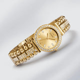  Shop Authentic Guess Gala Diamonds Gold Dial Gold Steel Strap Watch for Women - GW0401L2 - Luxxuri