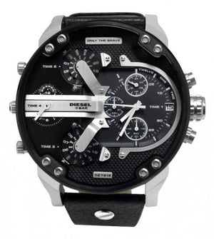  Shop Authentic Diesel Mr Daddy Black Dial Black Leather Strap Watch For Men - DZ7313 - Luxxuri