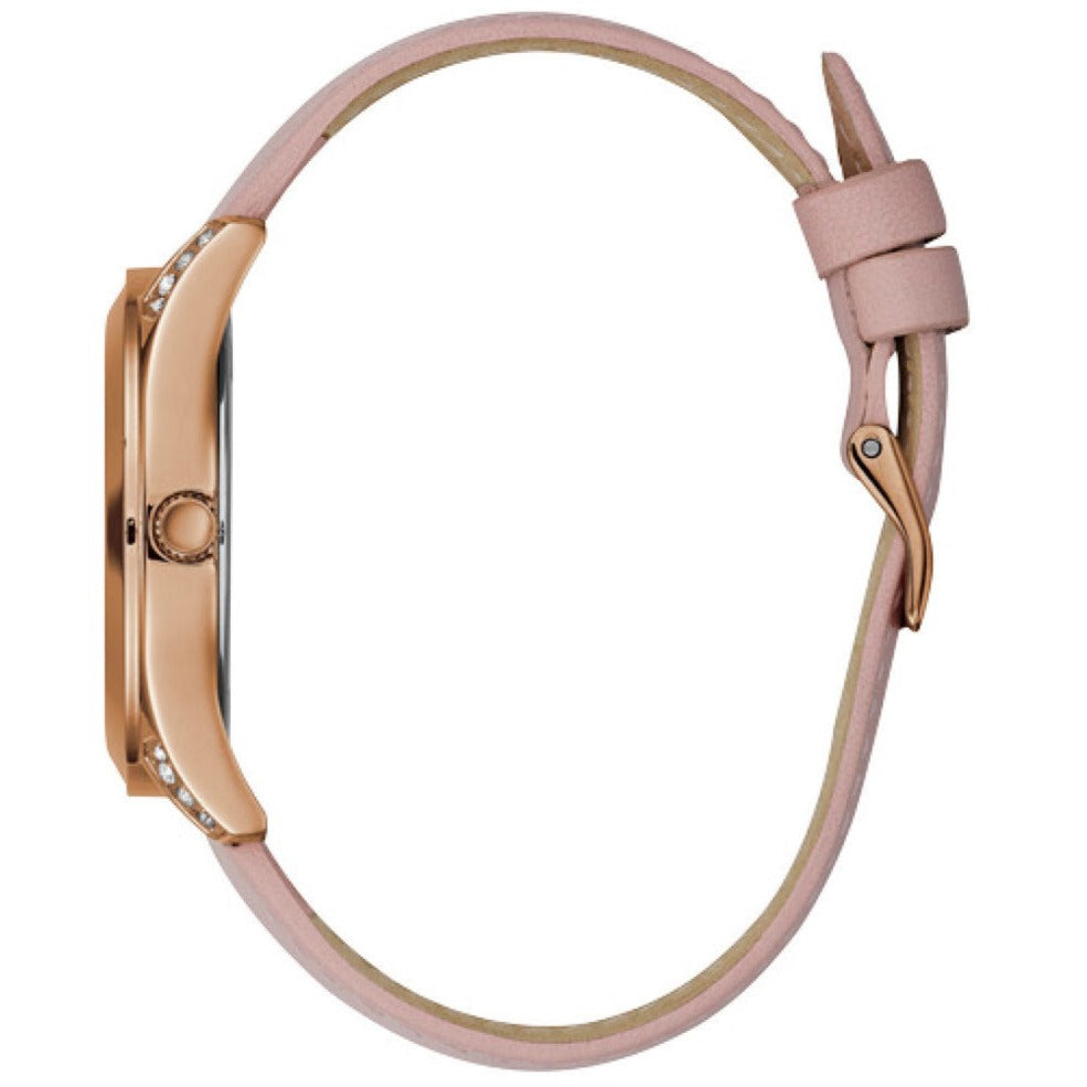  Shop Authentic Guess Wonderlust Beige Dial Pink Leather Strap Watch for Women - W1065L1 - Luxxuri