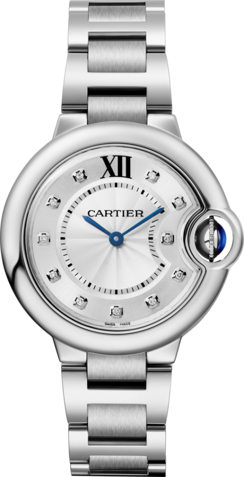  Shop Authentic Cartier Ballon Bleu De Cartier Diamonds Silver Dial Silver Steel Strap Watch for Women - W4BB0022 - Luxxuri