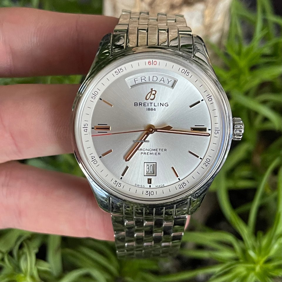  Shop Authentic Breitling Premier Automatic Day & Date 40mm Stainless Steel Mens Watch - A45340211G1A1 - Luxxuri