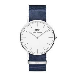 Shop Authentic Daniel Wellington Classic Bayswater White Dial Blue NATO Strap Watch For Men - DW00100276 - Luxxuri