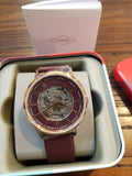  Shop Authentic Fossil Vintage Muse Automatic Skeleton Maroon Dial Maroon Leather Strap Watch for Women - ME3137 - Luxxuri