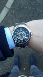  Shop Authentic Fossil Grant Automatic Skeleton Black Dial Silver Steel Strap Watch for Men - ME3103 - Luxxuri