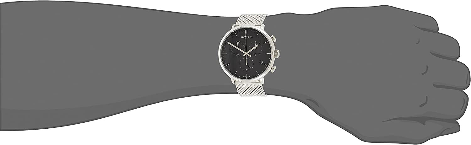  Shop Authentic Calvin Klein High Noon Chronograph Black Dial Silver Mesh Bracelet Watch for Men - K8M27121 - Luxxuri