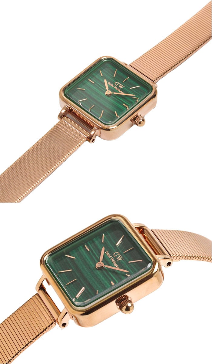  Shop Authentic Daniel Wellington Quadro Studio Green Dial Rose Gold Mesh Strap Watch For Women - DW00100520 - Luxxuri