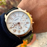  Shop Authentic Fossil Grant Chronograph White Dial Brown Leather Strap Watch for Men - FS4991 - Luxxuri