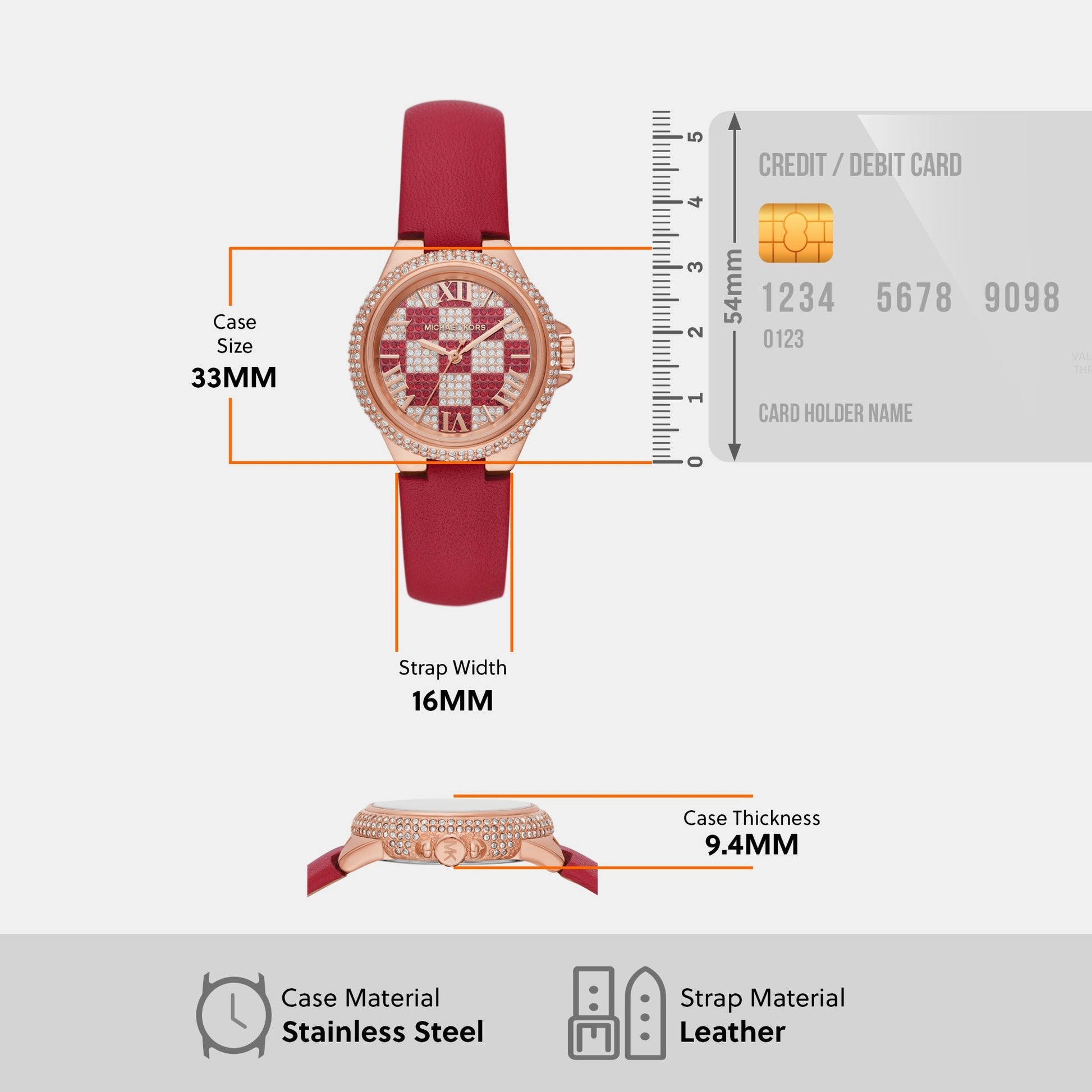  Shop Authentic Michael Kors Camille Three Hand Crystals Rose Gold Dial Red Leather Strap Watch For Women - MK4701 - Luxxuri