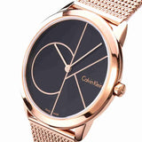  Shop Authentic Calvin Klein Minimal Black Dial Rose Gold Mesh Bracelet Watch for Men - K3M21621 - Luxxuri