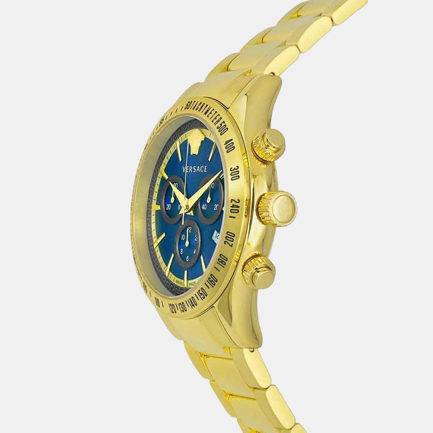  Shop Authentic Versace Classic Chronograph Quartz Blue Dial Gold Steel Strap Watch For Men - VEV700619 - Luxxuri