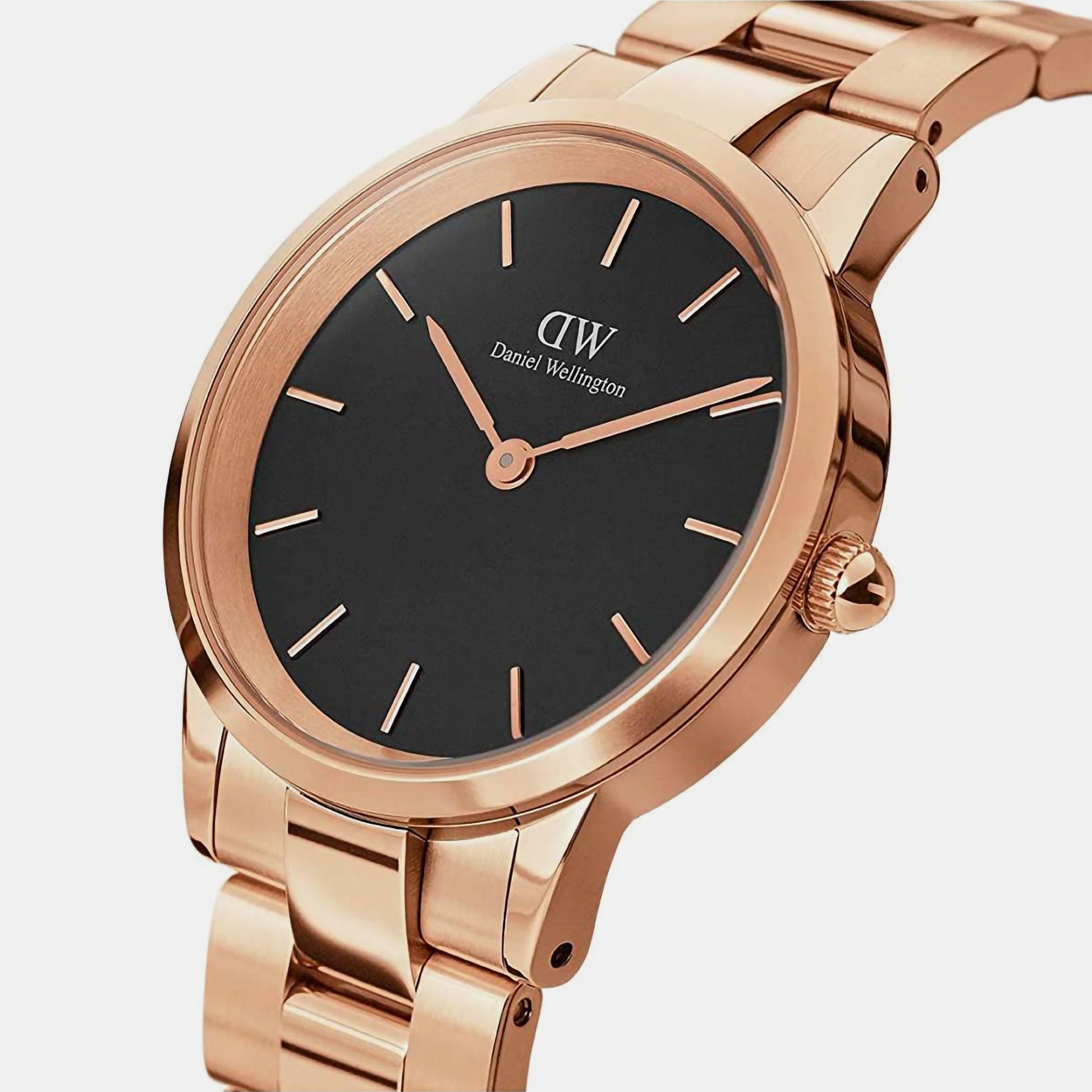  Shop Authentic Daniel Wellington Iconic Link Black Dial Rose Gold Steel Strap Watch for Women - DW00100210 - Luxxuri