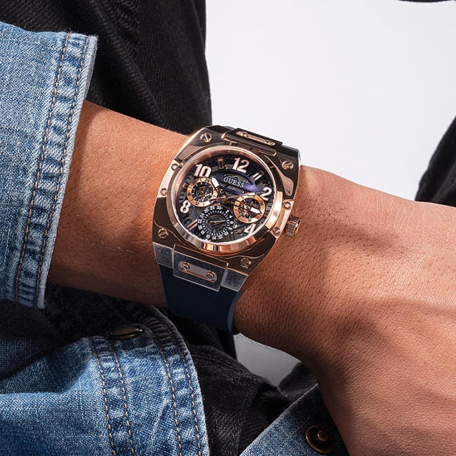  Shop Authentic Guess Prodigy Multifunction Navy Blue Dial Blue Silicone Strap Watch For Men - GW0569G3 - Luxxuri