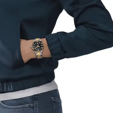 Tissot Seastar 1000 Black Dial Two Tone Steel Strap Watch for Women - T120.210.22.051.00