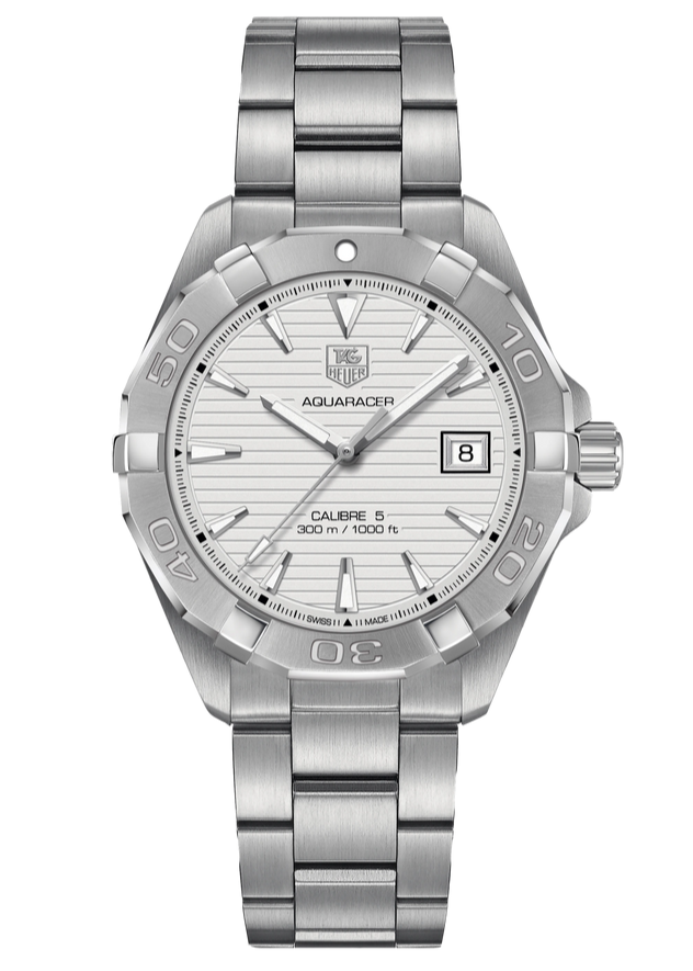 Tag Heuer Aquaracer Automatic White Dial Silver Steel Strap Watch for Men - WAY2111.BA0928