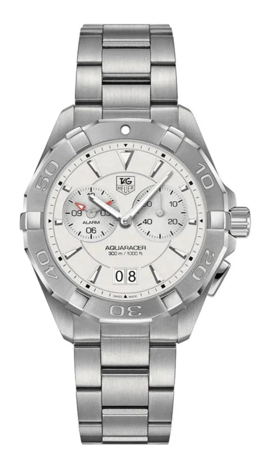  Shop Authentic Tag Heuer Aquaracer Chronograph White Dial Silver Steel Strap Watch for Men - WAY111Y.BA0928 - Luxxuri