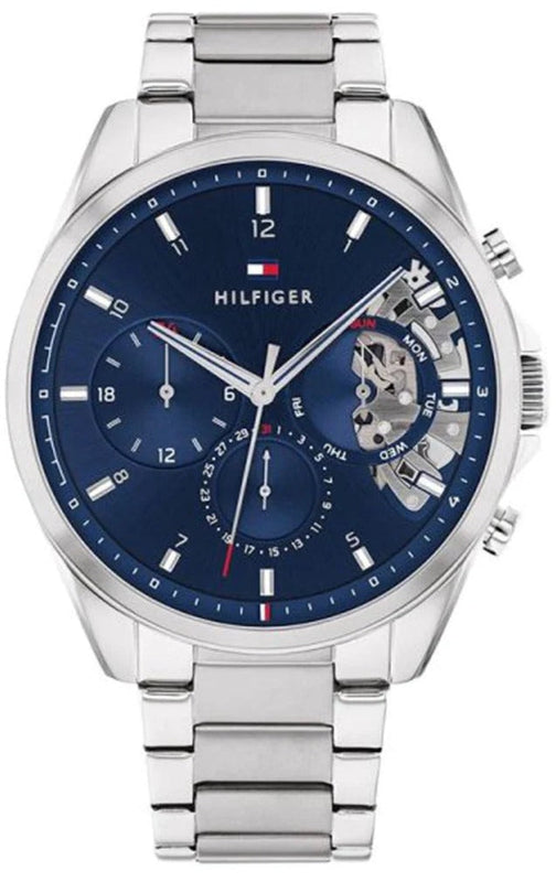  Shop Authentic Tommy Hilfiger Baker Quartz Blue Dial Silver Steel Strap Watch For Men - 1710448 - Luxxuri