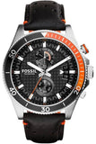  Shop Authentic Fossil Wakefield Chronograph Black Dial Black Leather Strap Watch for Men - CH2953 - Luxxuri