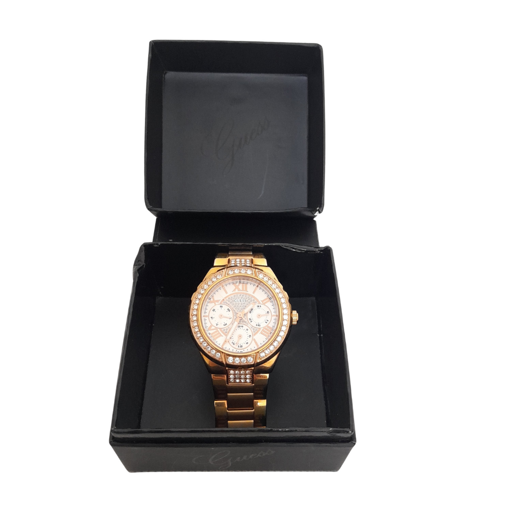  Shop Authentic Guess Viva Diamonds White Dial Rose Gold Steel Strap Watch for Women - W0111L3 - Luxxuri