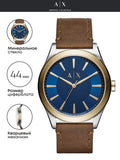  Shop Authentic Armani Exchange Nico Quartz Blue Dial Brown Leather Strap Watch For Men - AX2334 - Luxxuri