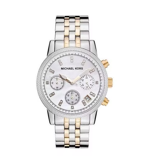  Shop Authentic Michael Kors Ritz Chronograph White Dial Two Tone Steel Strap Watch for Women - MK5057 - Luxxuri