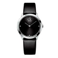 Shop Authentic Calvin Klein Minimal Black Dial Black Leather Strap Watch for Men - K3M221CS - Luxxuri