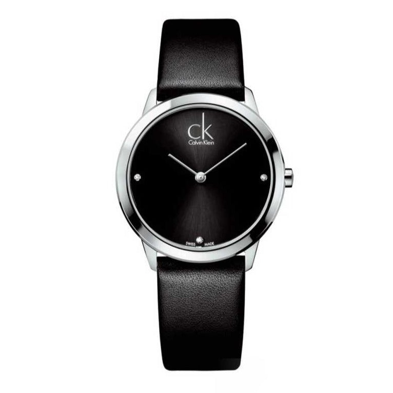  Shop Authentic Calvin Klein Minimal Black Dial Black Leather Strap Watch for Men - K3M221CS - Luxxuri