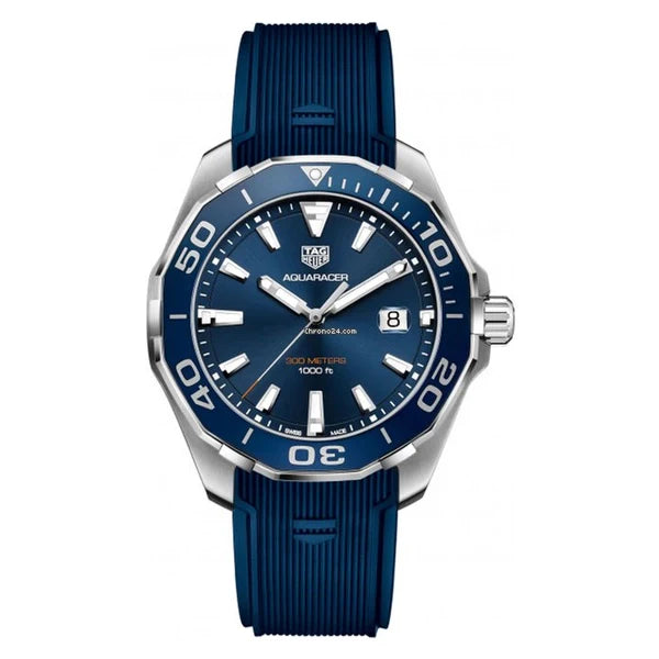 Tag Heuer Aquaracer Blue Dial Blue Rubber Strap Watch for Men - WAY111C.FT6155