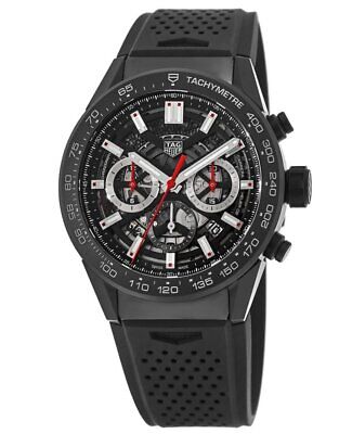  Shop Authentic Tag Heuer Carrera Automatic Chronograph Black Dial Black Rubber Strap Watch for Men - CBG2A90.FT6173 - Luxxuri