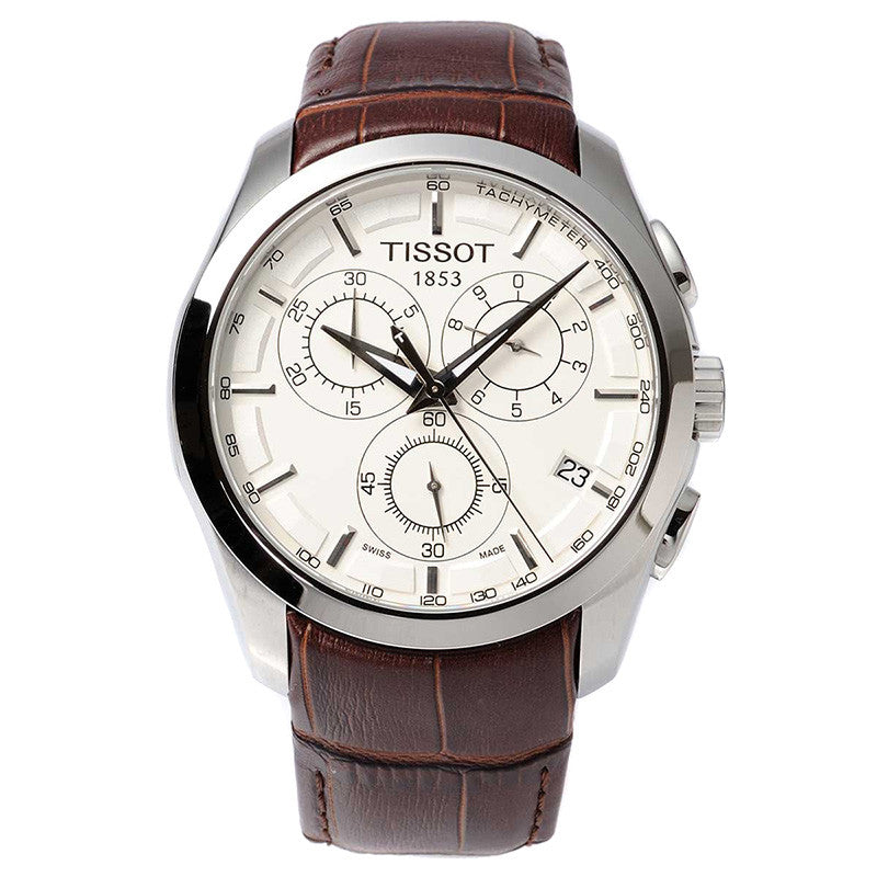 Shop Authentic Tissot Couturier Chronograph White Dial Brown Leather Strap Watch For Men - T035.617.16.031.00 - Luxxuri