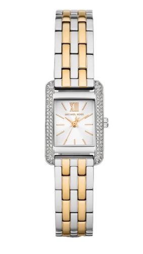  Shop Authentic Michael Kors Three-Hand White Dial Two Tone Steel Strap Watch for Women - MKO1035 - Luxxuri