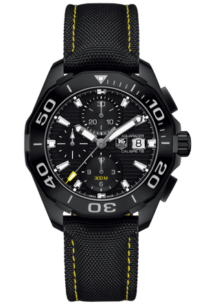  Shop Authentic Tag Heuer Aquaracer Chronograph PVD Black Dial Black Nylon Strap Watch for Men - CAY218A.FC6361 - Luxxuri