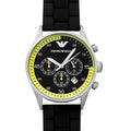  Shop Authentic Emporio Armani Chronograph Black Dial Black Rubber Strap Watch For Men - AR5865 - Luxxuri