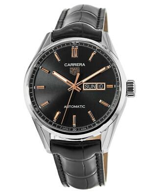  Shop Authentic Tag Heuer Carrera Day Date Black Dial Black Leather Strap Watch for Men - WBN2013.FC6503 - Luxxuri