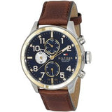  Shop Authentic Tommy Hilfiger Sport Multifunction Blue Dial Brown Leather Strap Watch for Men - 1791137 - Luxxuri