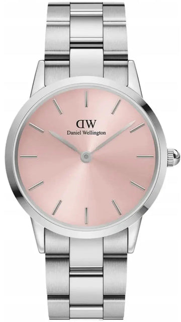  Shop Authentic Daniel Wellington Iconic Link Pink Dial Silver Steel Strap Watch For Women - DW00100327 - Luxxuri