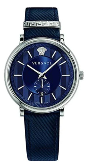  Shop Authentic Versace Menifesto Quartz Blue Dial Blue Leather Strap Watch For Men - VBQ01017 - Luxxuri