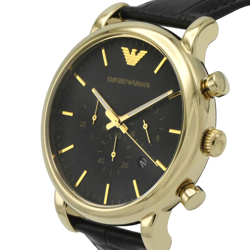  Shop Authentic Emporio Armani Luigi Chronograph Black Dial Black Leather Watch For Men - AR1917 - Luxxuri