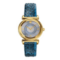  Shop Authentic Versace V-Motif Vintage Logo Diamonds Blue Dial Blue Leather Strap Watch for Women - VERE01018 - Luxxuri