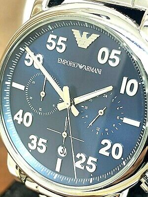  Shop Authentic Emporio Armani Luigi Chronograph Blue Dial Silver Steel Strap Watch For Men - AR11132 - Luxxuri