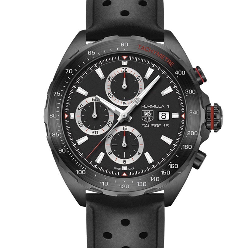  Shop Authentic Tag Heuer Formula 1 Automatic Chronograph Black Dial Black Leather Strap Watch for Men - CAZ2011.FT8024 - Luxxuri