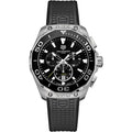  Shop Authentic Tag Heuer Carrera Aquaracer Quartz Chronograph Black Dial Black Rubber Strap Watch for Men - CAY111A.FT6041 - Luxxuri