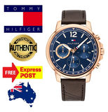  Shop Authentic Tommy Hilfiger London Chronograph Blue Dial Brown Leather Strap Watch for Men - 1791532 - Luxxuri