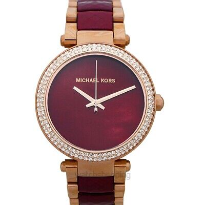  Shop Authentic Michael Kors Parker Maroon Dial Two Tone Steel Strap Watch for Women - MK6412 - Luxxuri