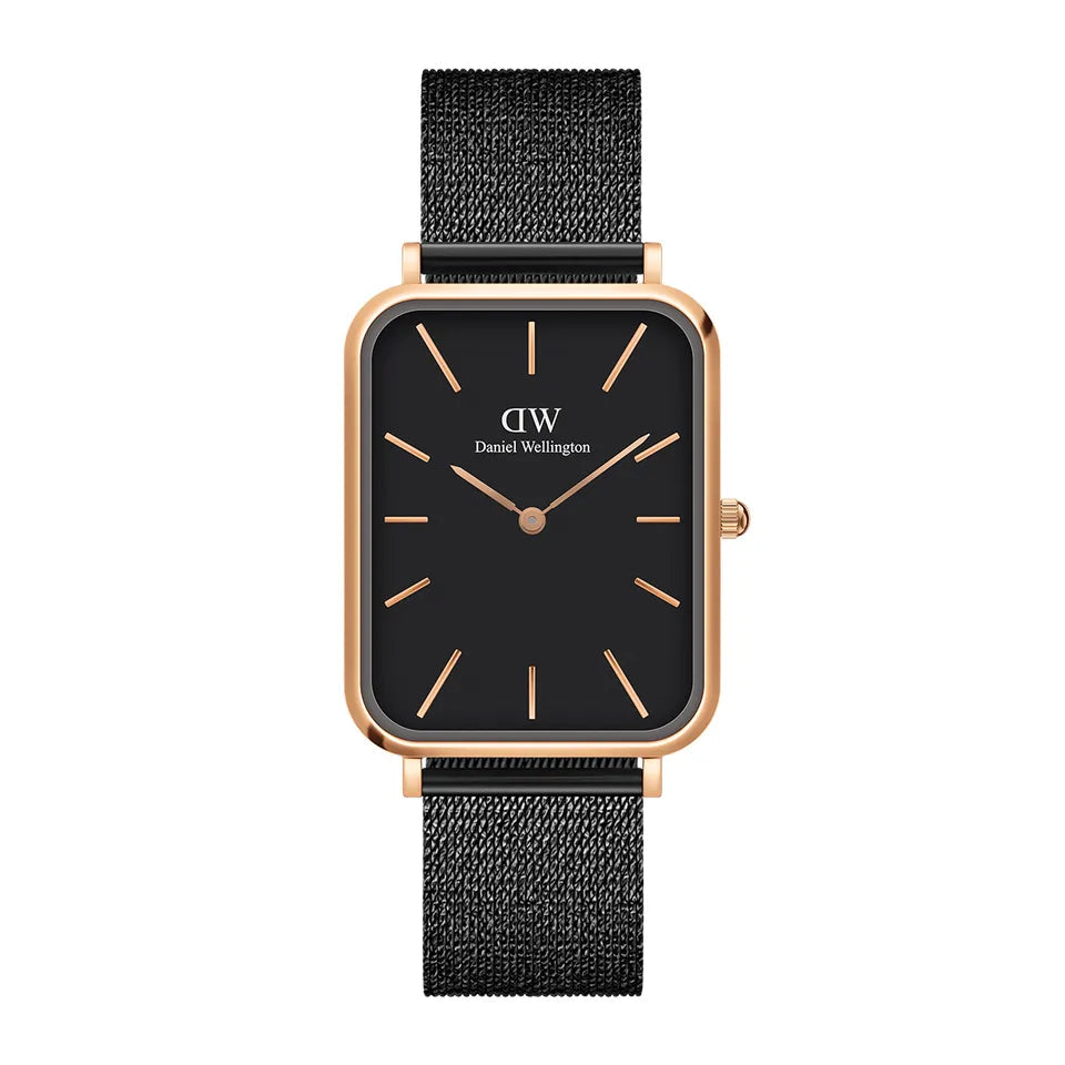  Shop Authentic Daniel Wellington Quadro Pressed Ashfield Black Dial Black Mesh Strap Watch for Women - DW00100467 - Luxxuri
