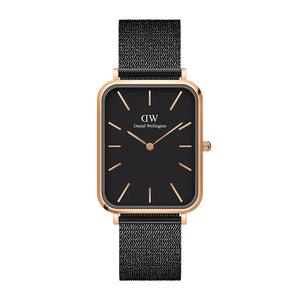  Shop Authentic Daniel Wellington Quadro Pressed Ashfield Black Dial Black Mesh Strap Watch for Women - DW00100467 - Luxxuri