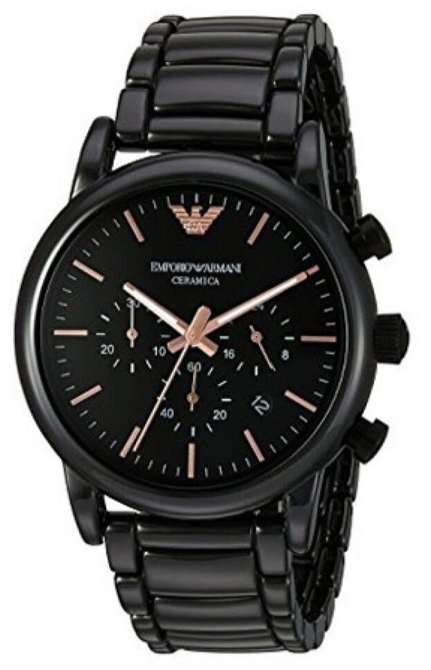  Shop Authentic Emporio Armani Luigi Ceramic Chronograph Black Dial Black Strap Watch For Men - AR1509 - Luxxuri