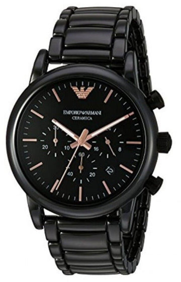  Shop Authentic Emporio Armani Luigi Ceramic Chronograph Black Dial Black Strap Watch For Men - AR1509 - Luxxuri