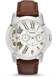  Shop Authentic Fossil Grant Twist Multi-Function White Dial Brown Leather Strap Watch for Men - ME1144 - Luxxuri