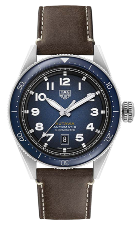  Shop Authentic Tag Heuer Autavia Calibre 5 Automatic Blue Dial Brown Leather Strap Watch for Men - WBE5116.FC8266 - Luxxuri
